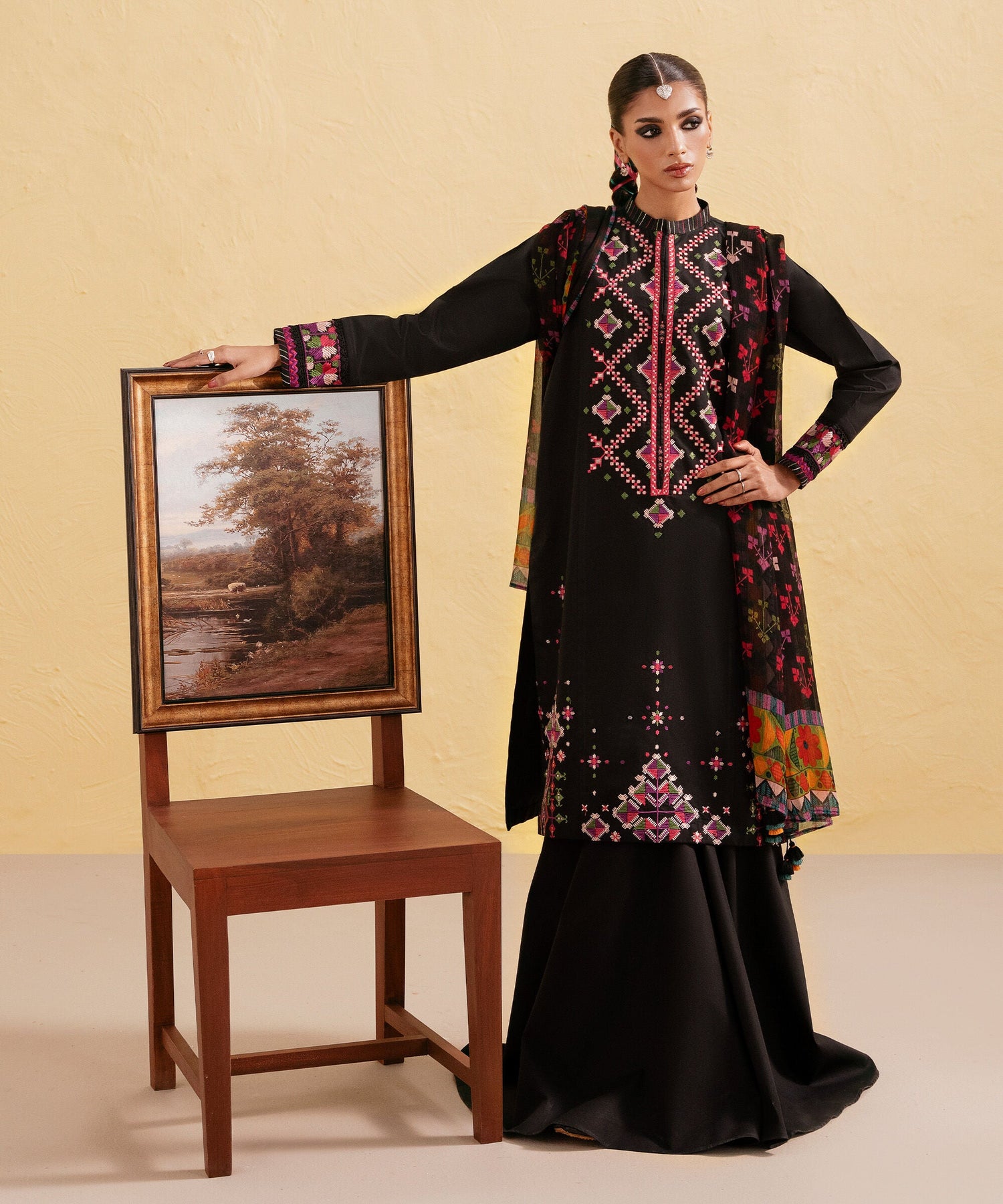 Unstitched Embroidered Lawn 3Pc Suit