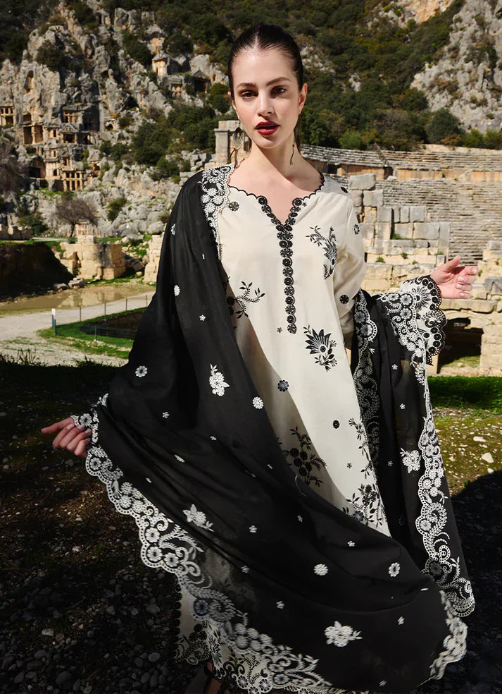 Unstitched Embroidered Lawn 3Pc Suit