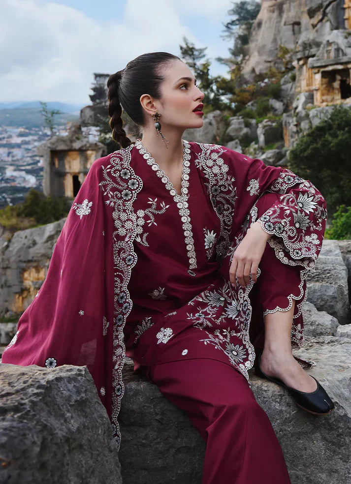 Unstitched Embroidered Lawn 3Pc Suit