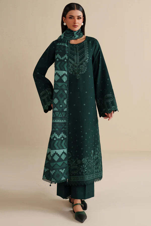 Unstitched Embroidered Lawn 3Pc Suit