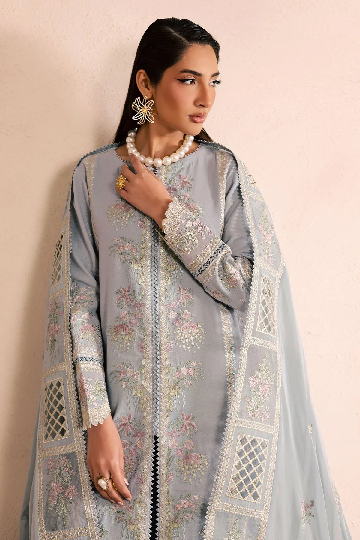 Unstitched Embroidered Lawn 3Pc Suit