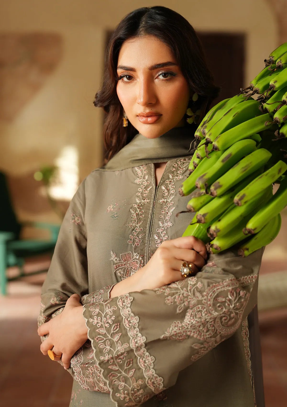 Unstitched Embroidered Lawn 3Pc Suit