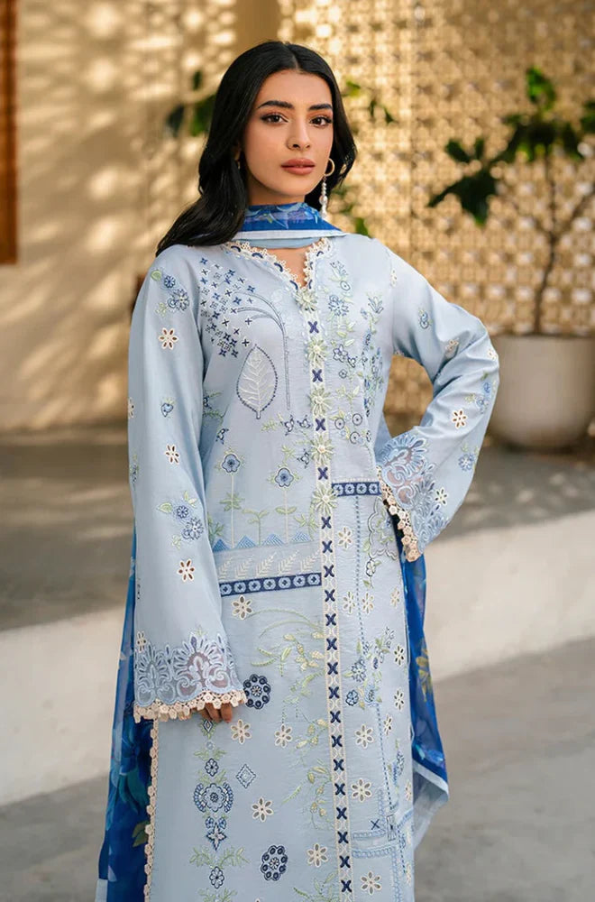 Unstitched Embroidered Lawn 3Pc Suit
