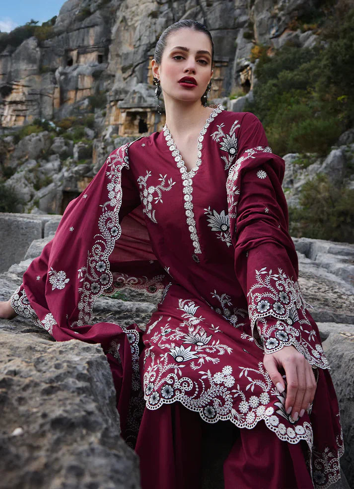 Unstitched Embroidered Lawn 3Pc Suit