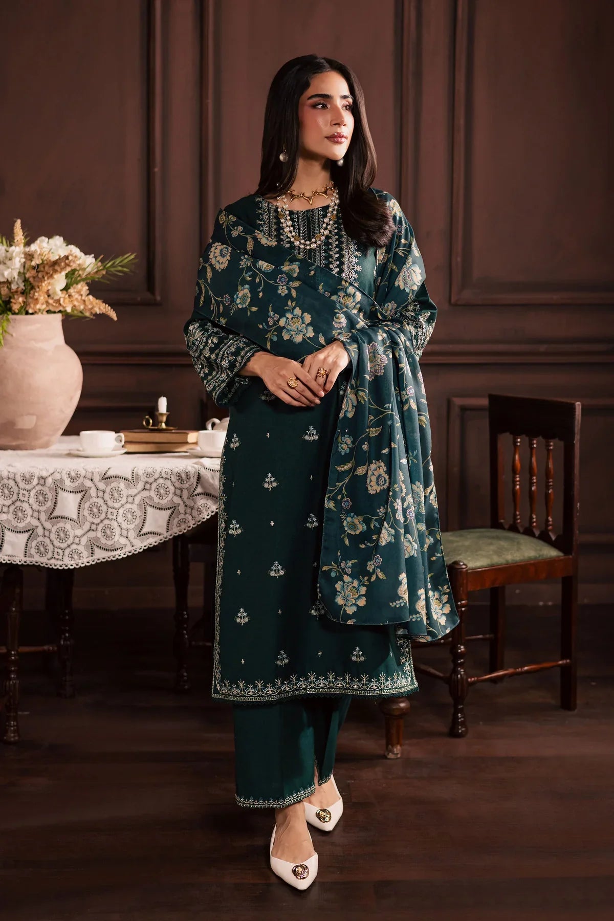 Unstitched Embroidered Lawn 3Pc Suit
