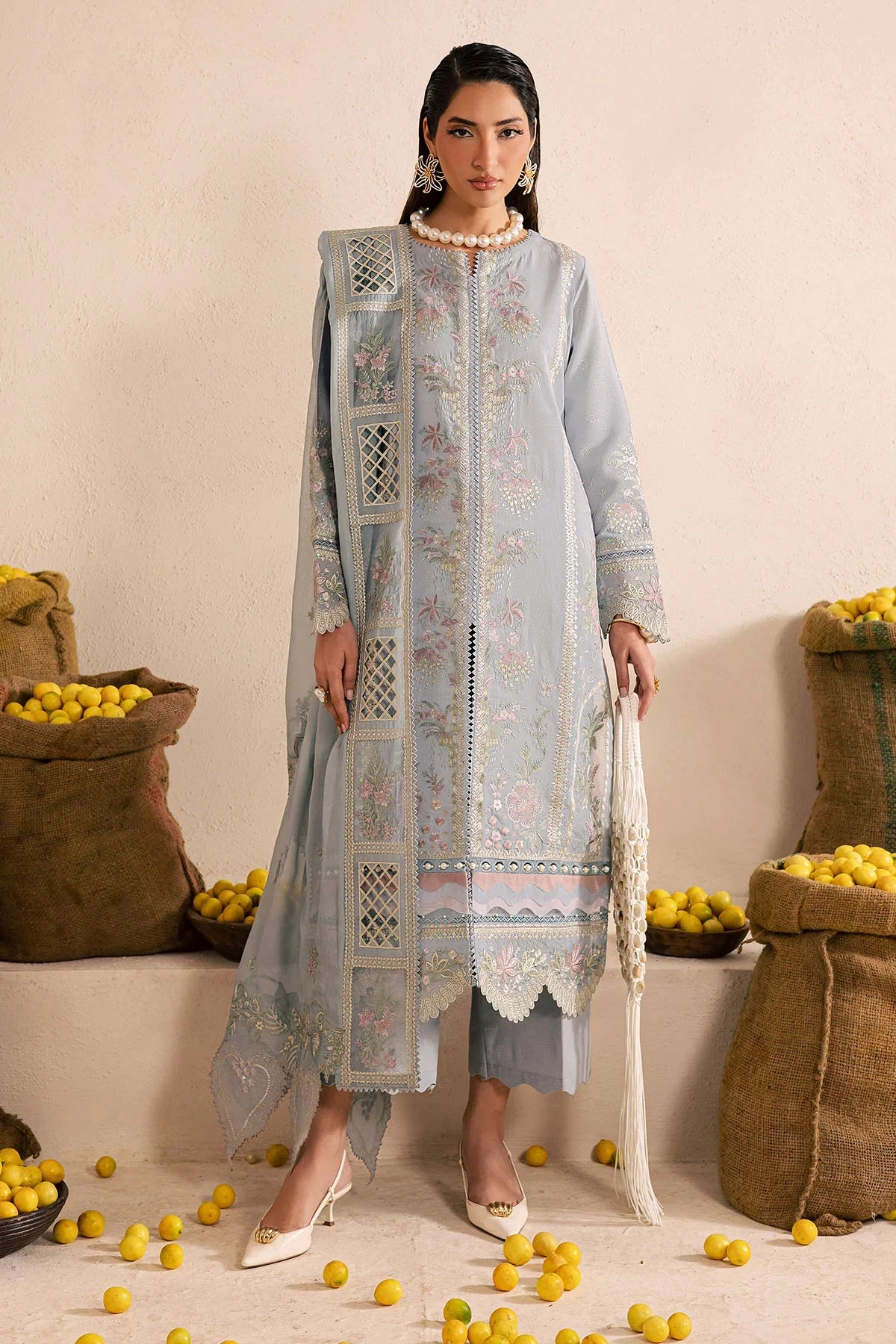 Unstitched Embroidered Lawn 3Pc Suit