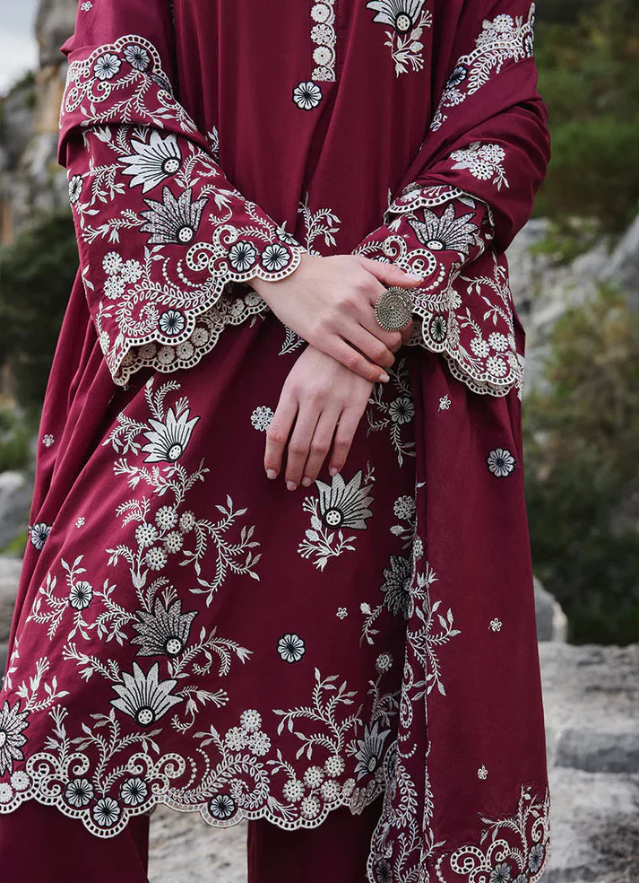 Unstitched Embroidered Lawn 3Pc Suit