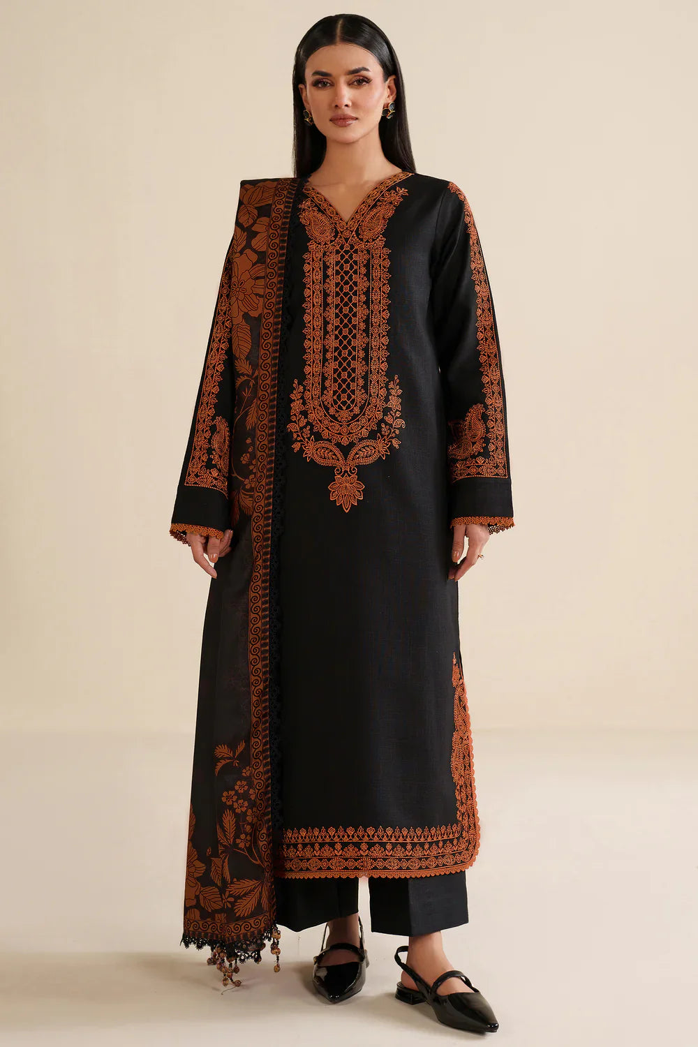 Unstitched Embroidered Lawn 3Pc Suit