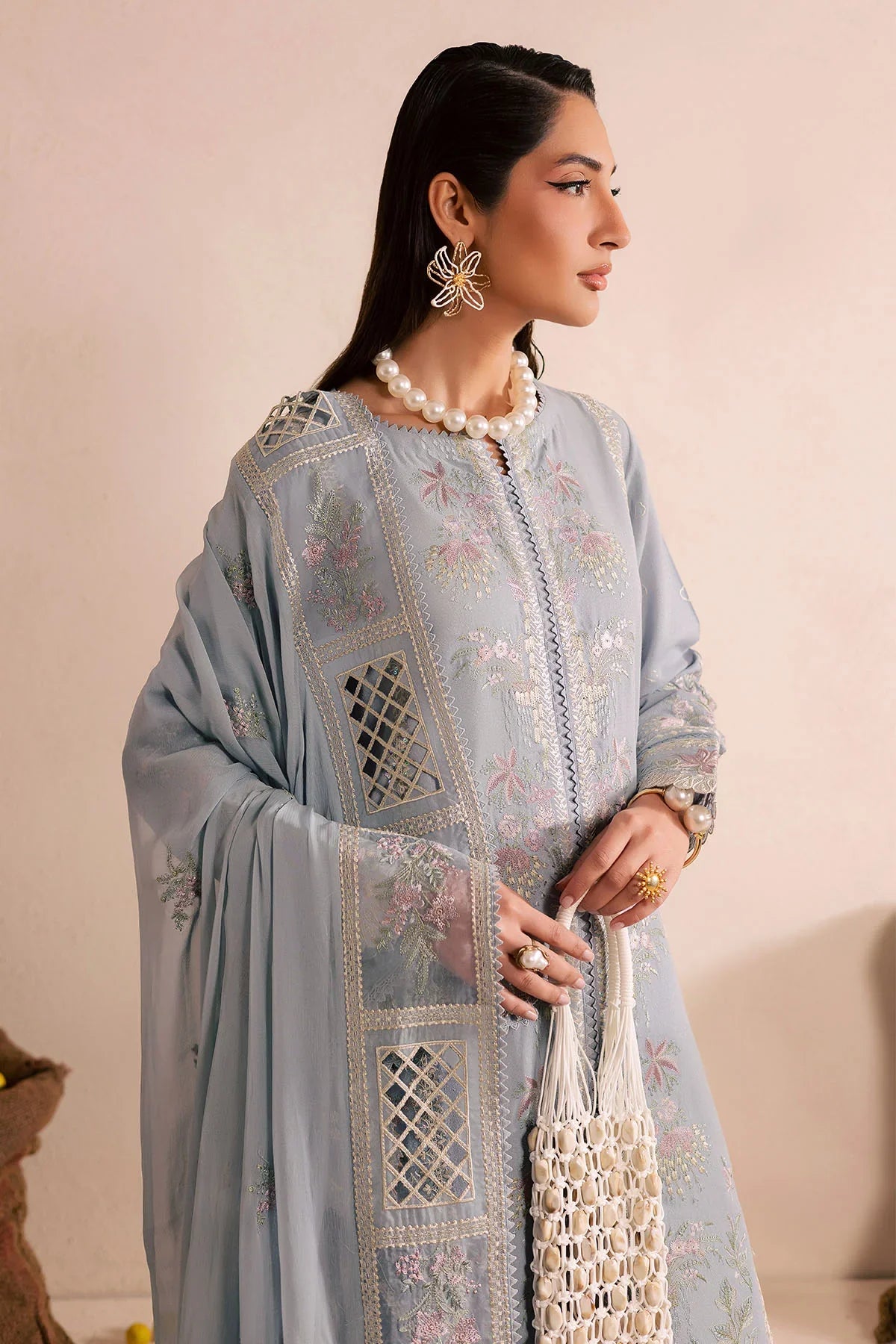 Unstitched Embroidered Lawn 3Pc Suit
