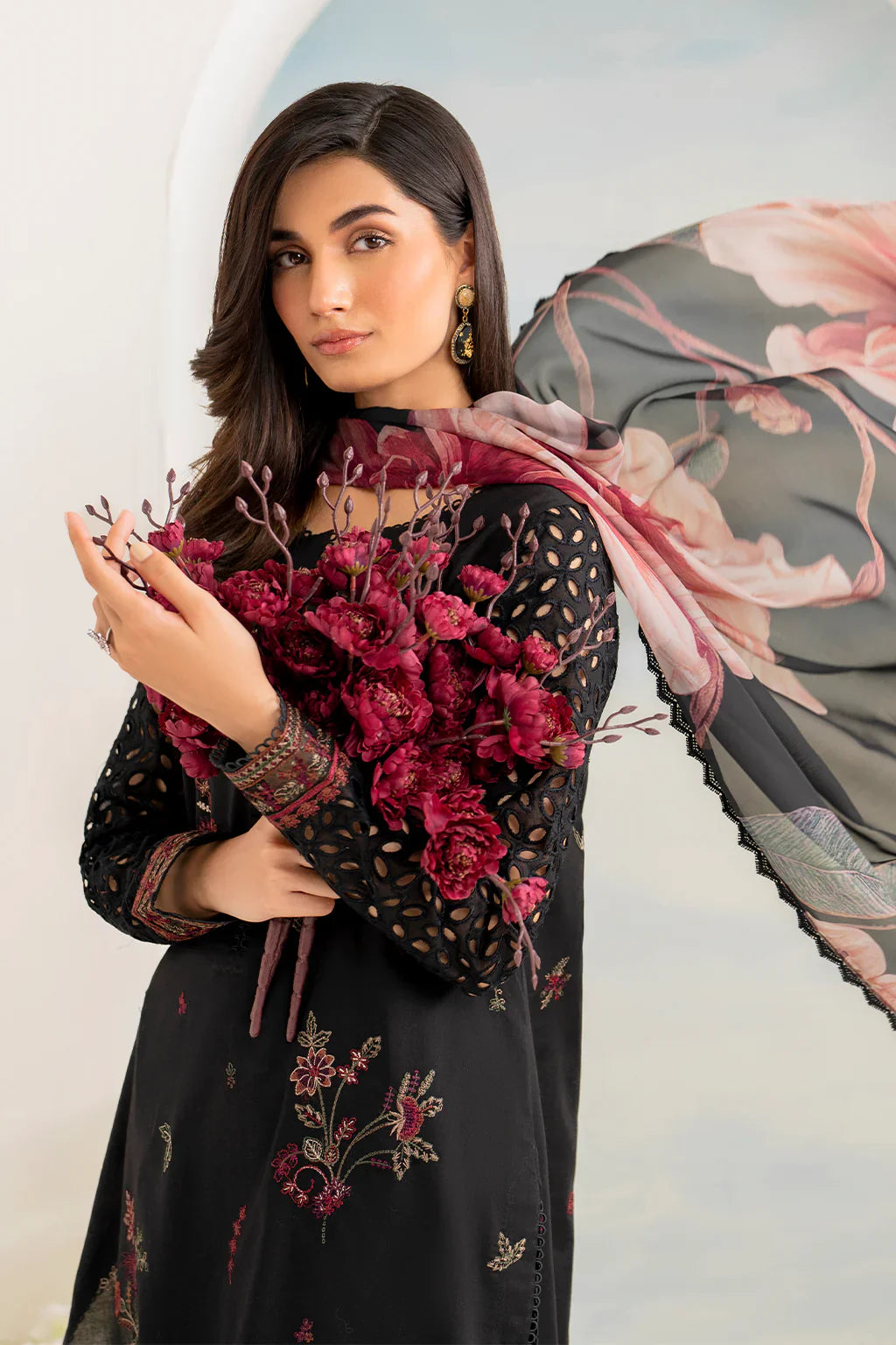 Unstitched Embroidered Lawn 3Pc Suit