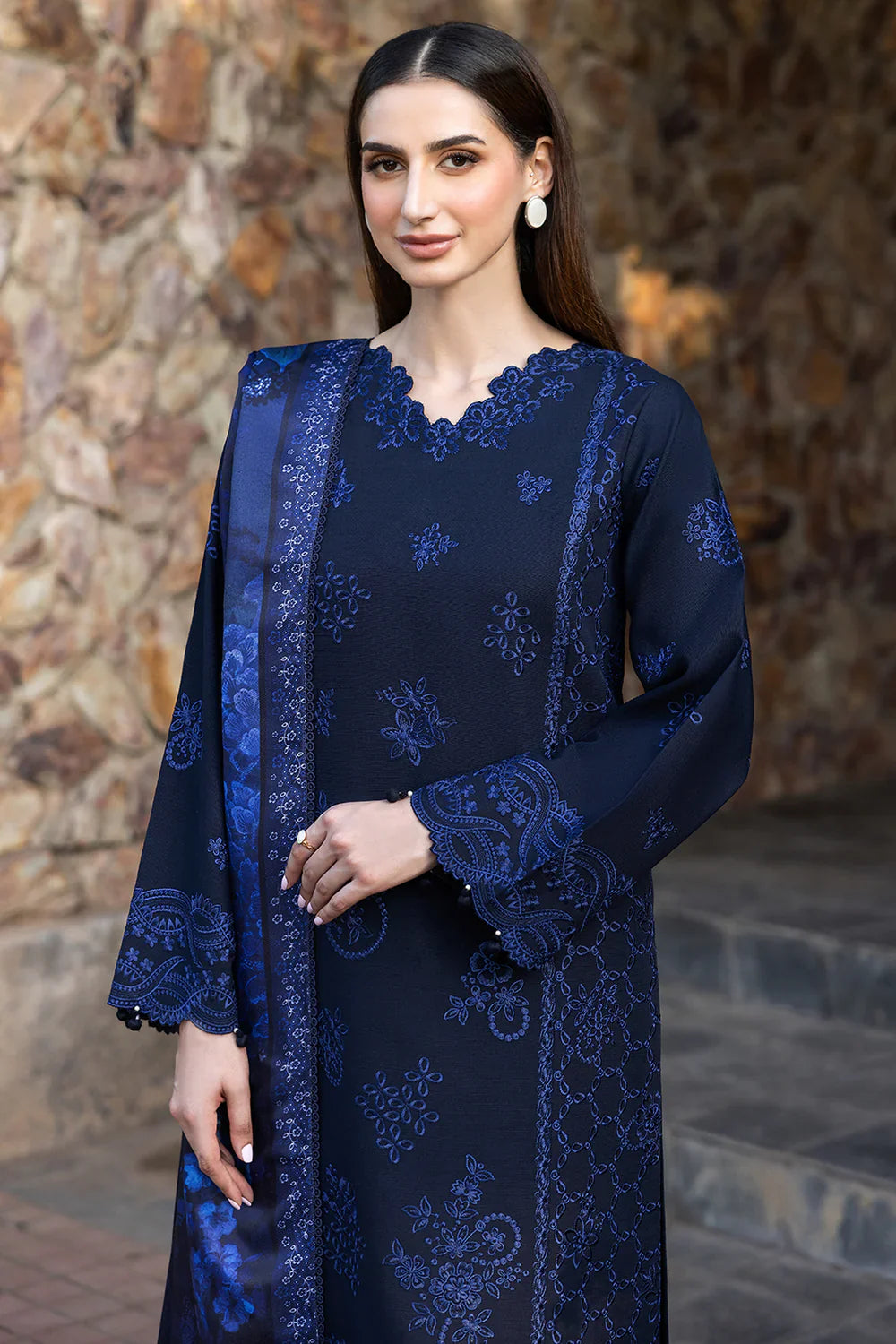 Unstitched Embroidered Lawn 3Pc Suit