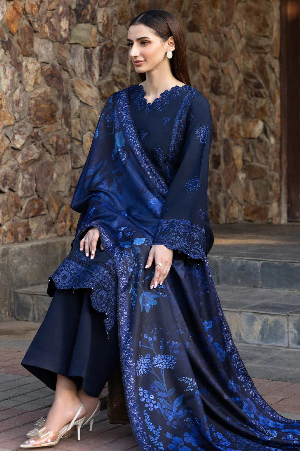 Unstitched Embroidered Lawn 3Pc Suit