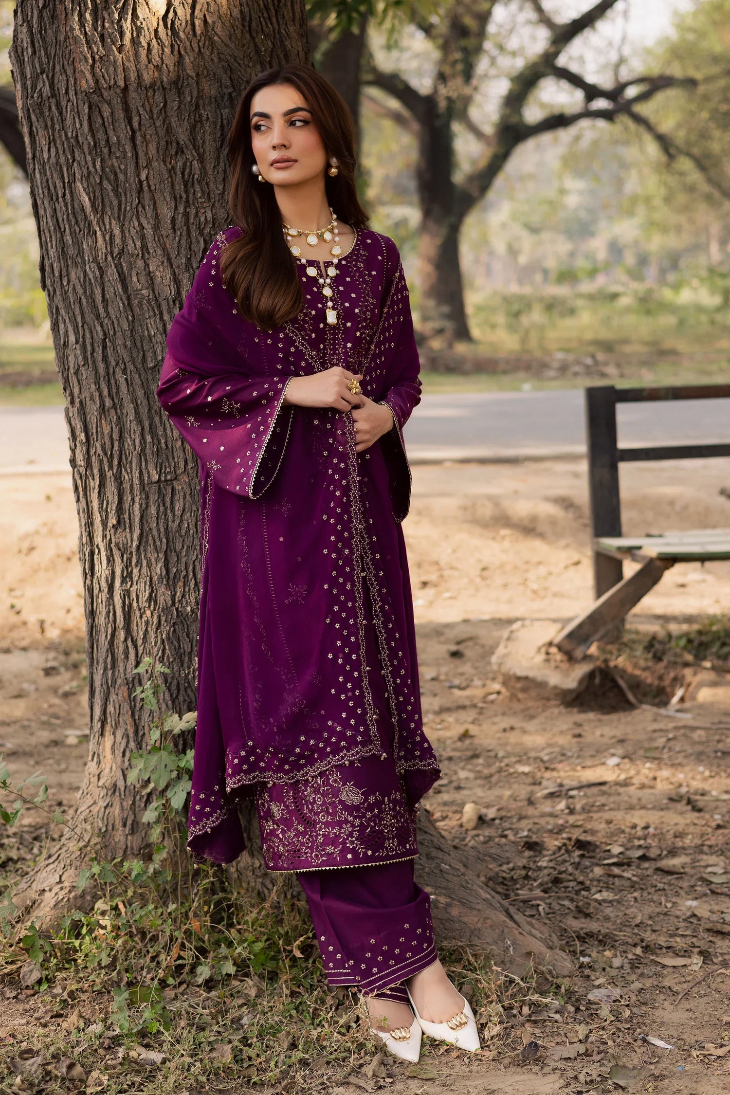 Unstitched Embroidered Lawn 3Pc Suit