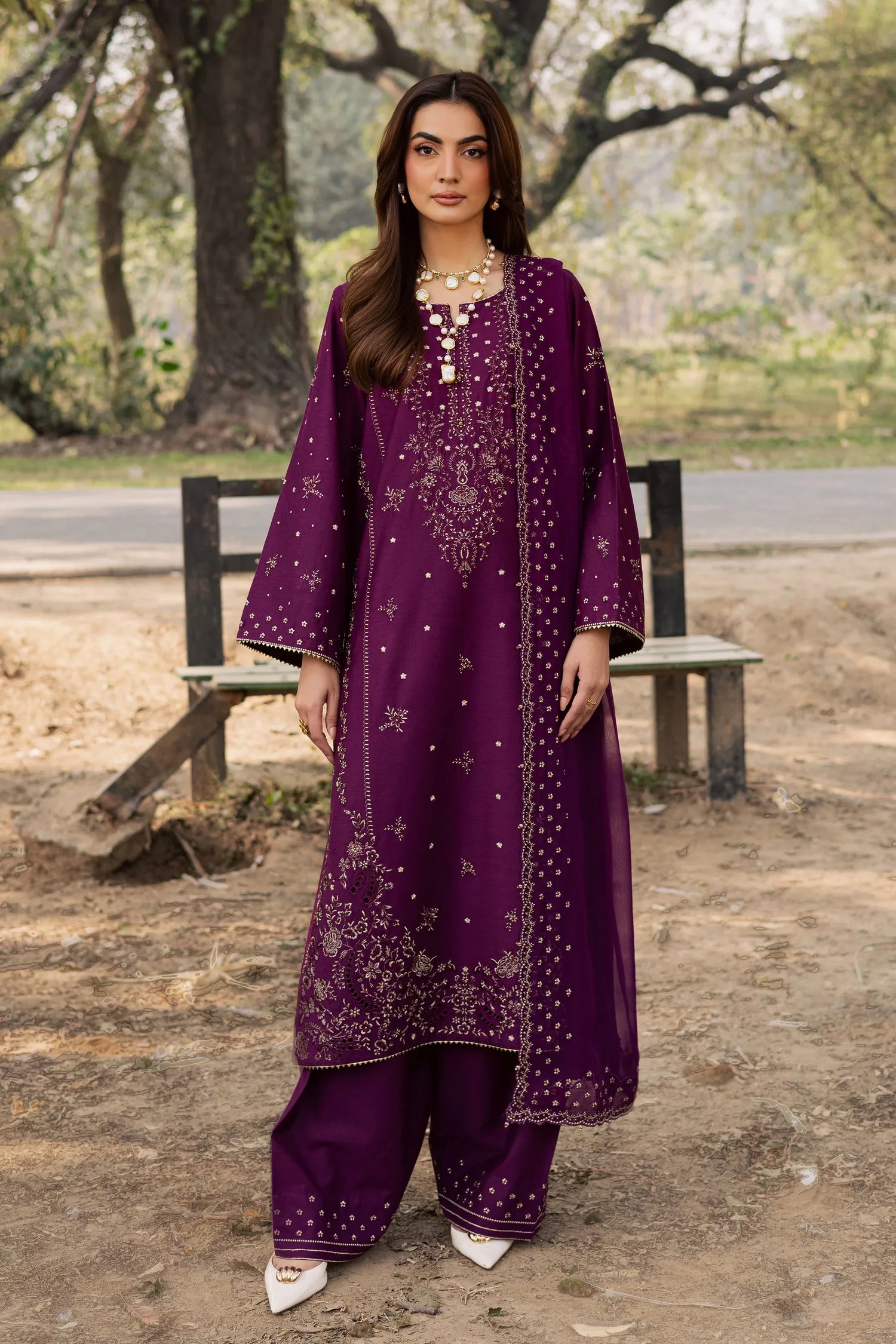 Unstitched Embroidered Lawn 3Pc Suit
