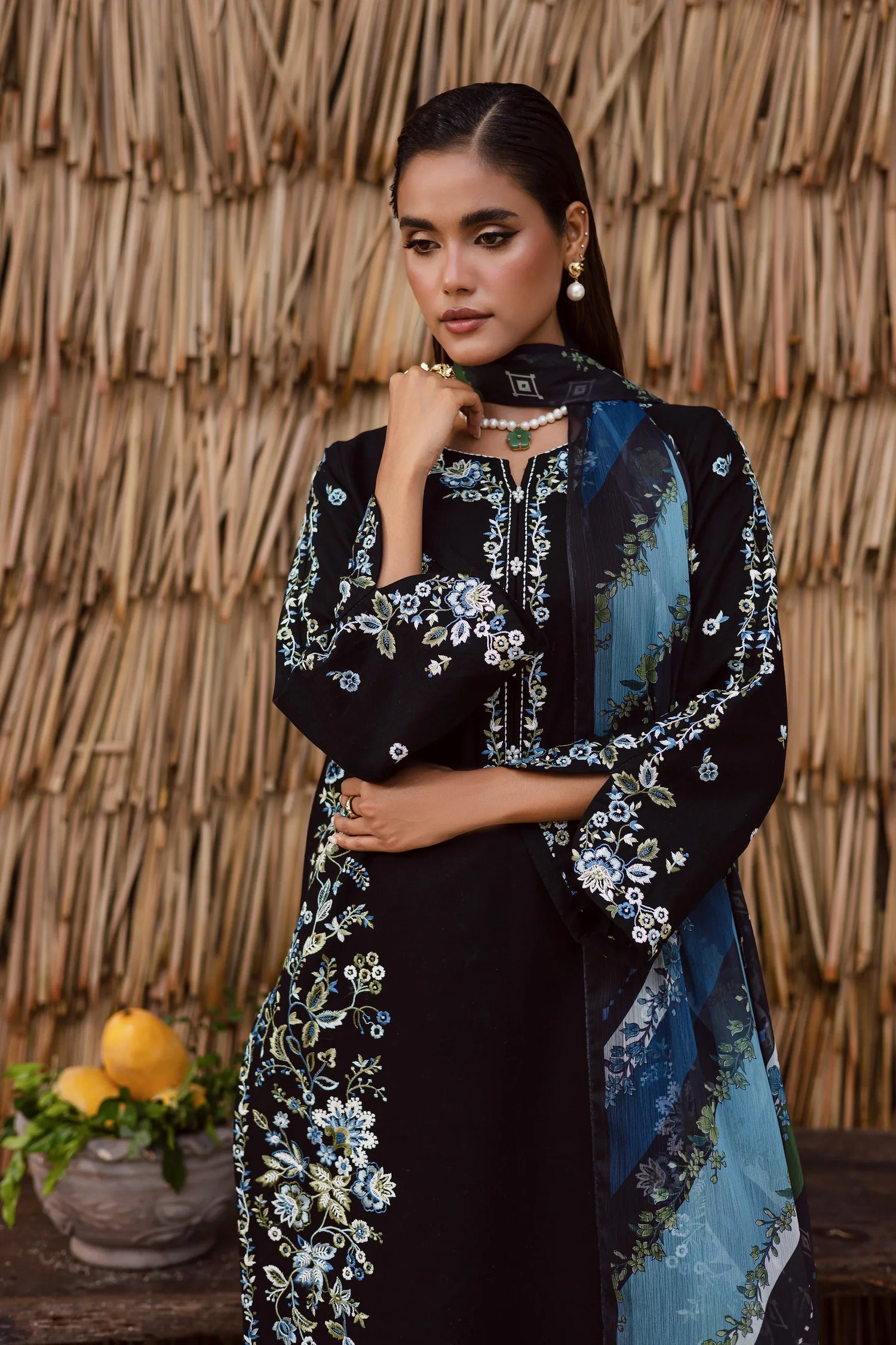 Unstitched Embroidered Lawn 3Pc Suit