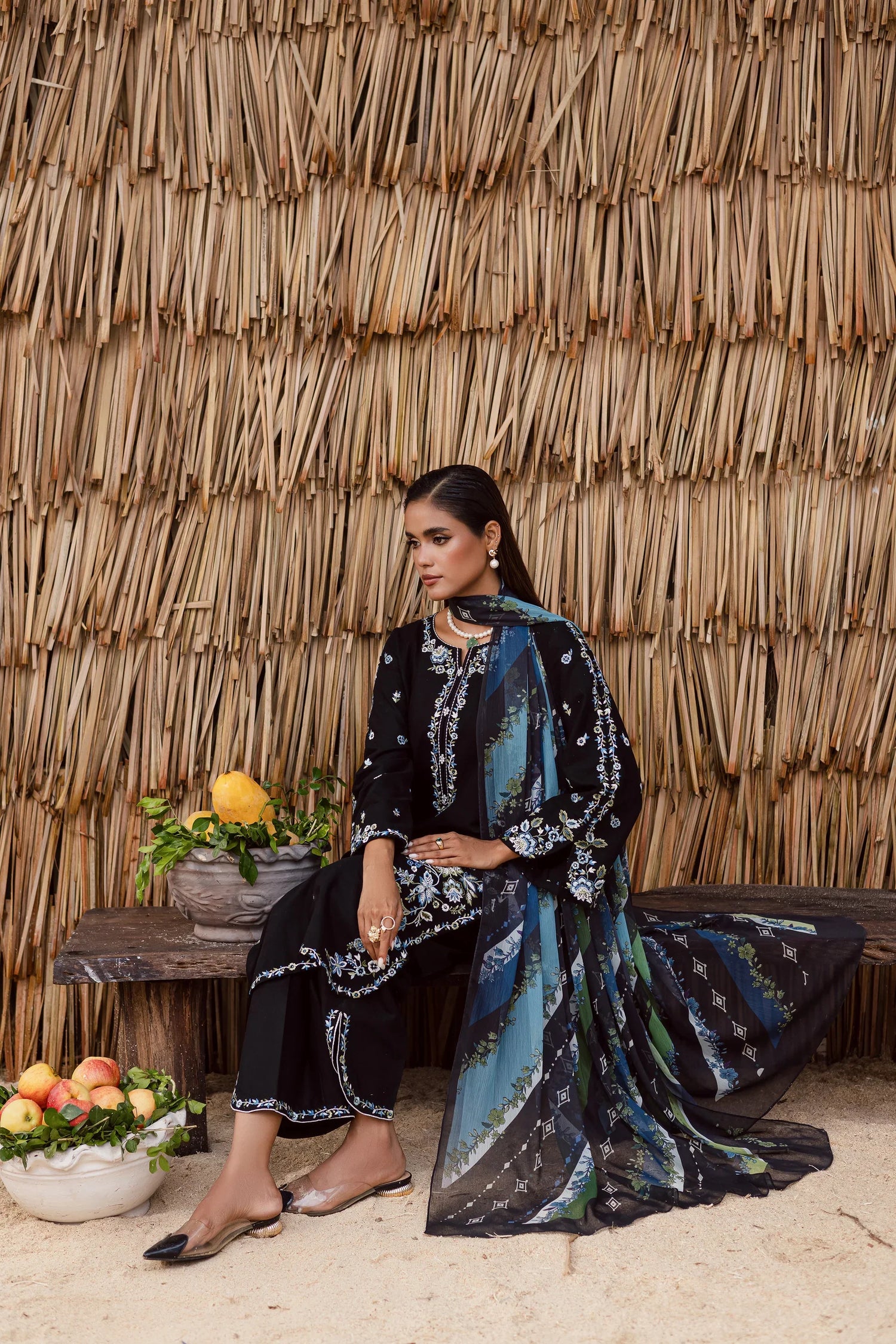 Unstitched Embroidered Lawn 3Pc Suit