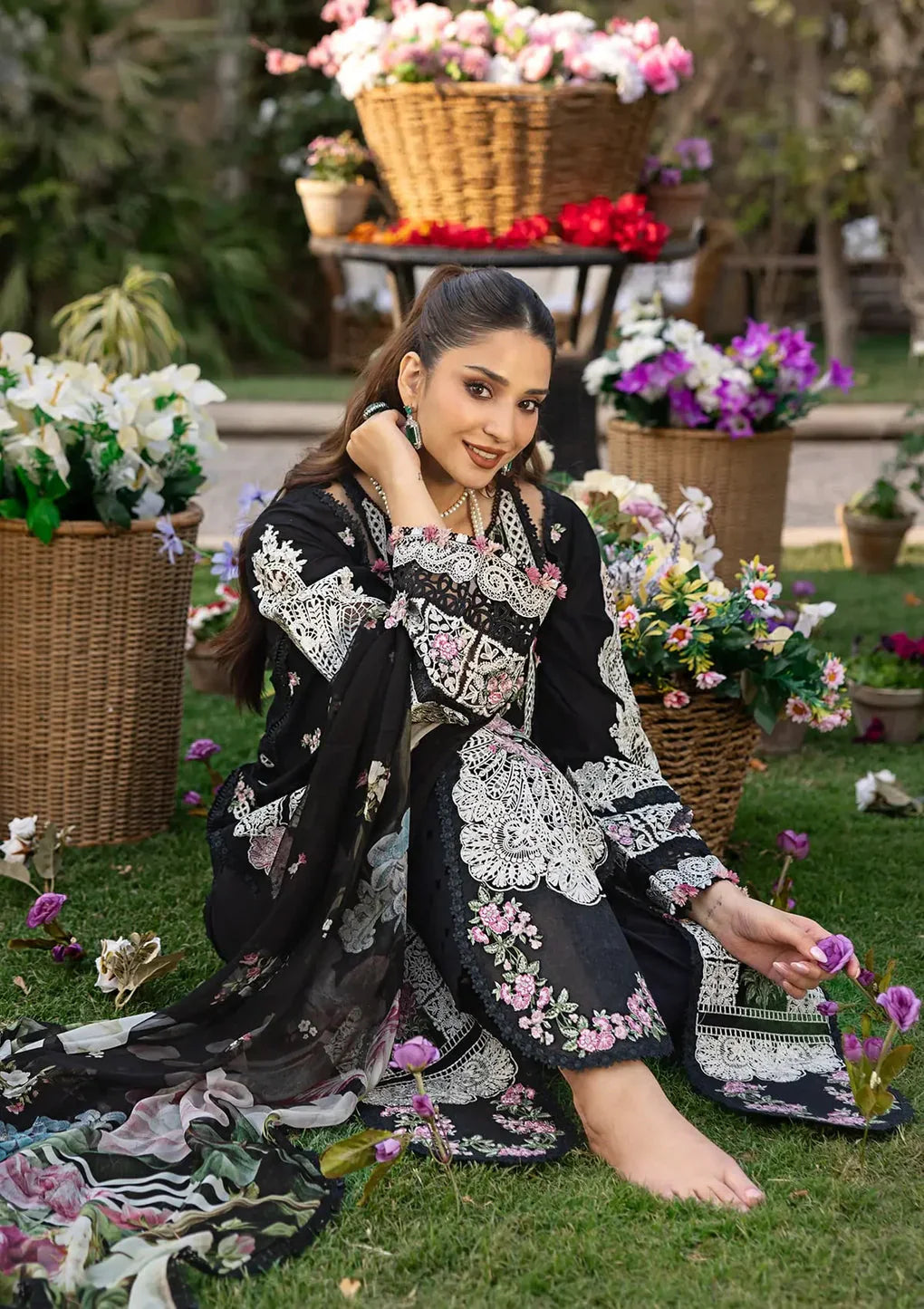 Unstitched Embroidered Lawn 3Pc Suit