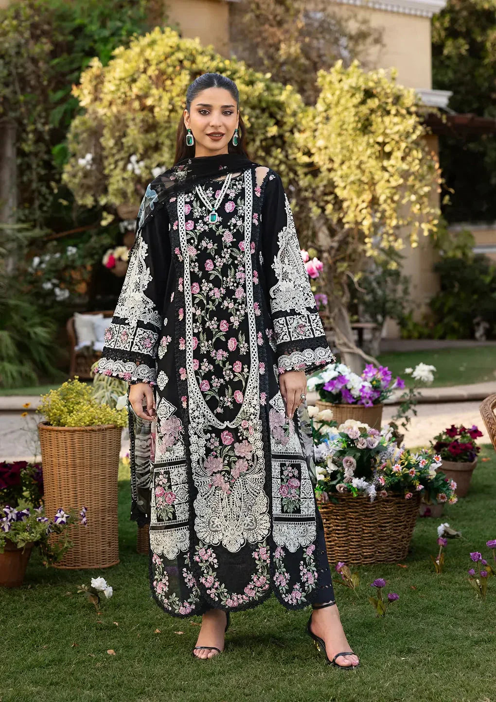 Unstitched Embroidered Lawn 3Pc Suit