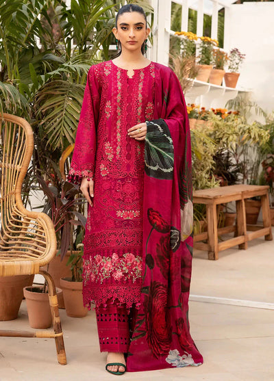 Unstitched Embroidered Lawn 3Pc Suit