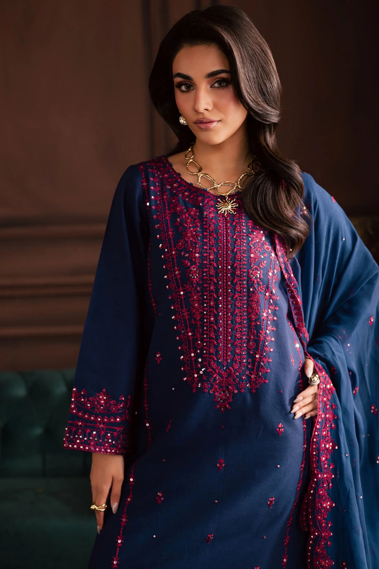 Unstitched Embroidered Lawn 3Pc Suit