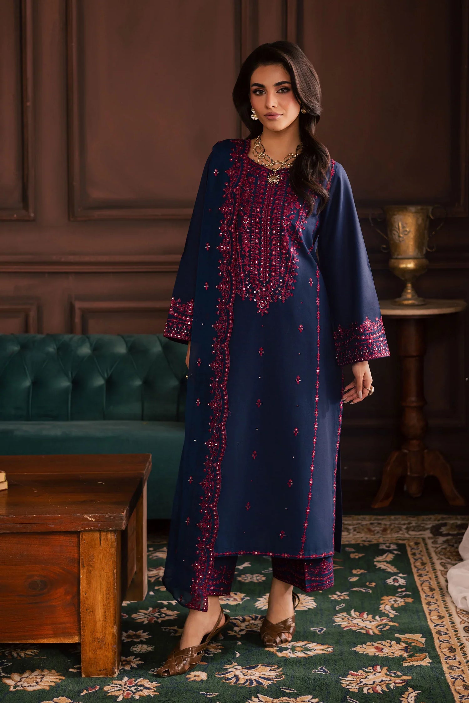 Unstitched Embroidered Lawn 3Pc Suit