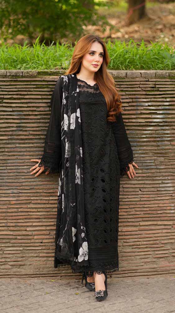 Unstitched Embroidered Lawn 3Pc Suit