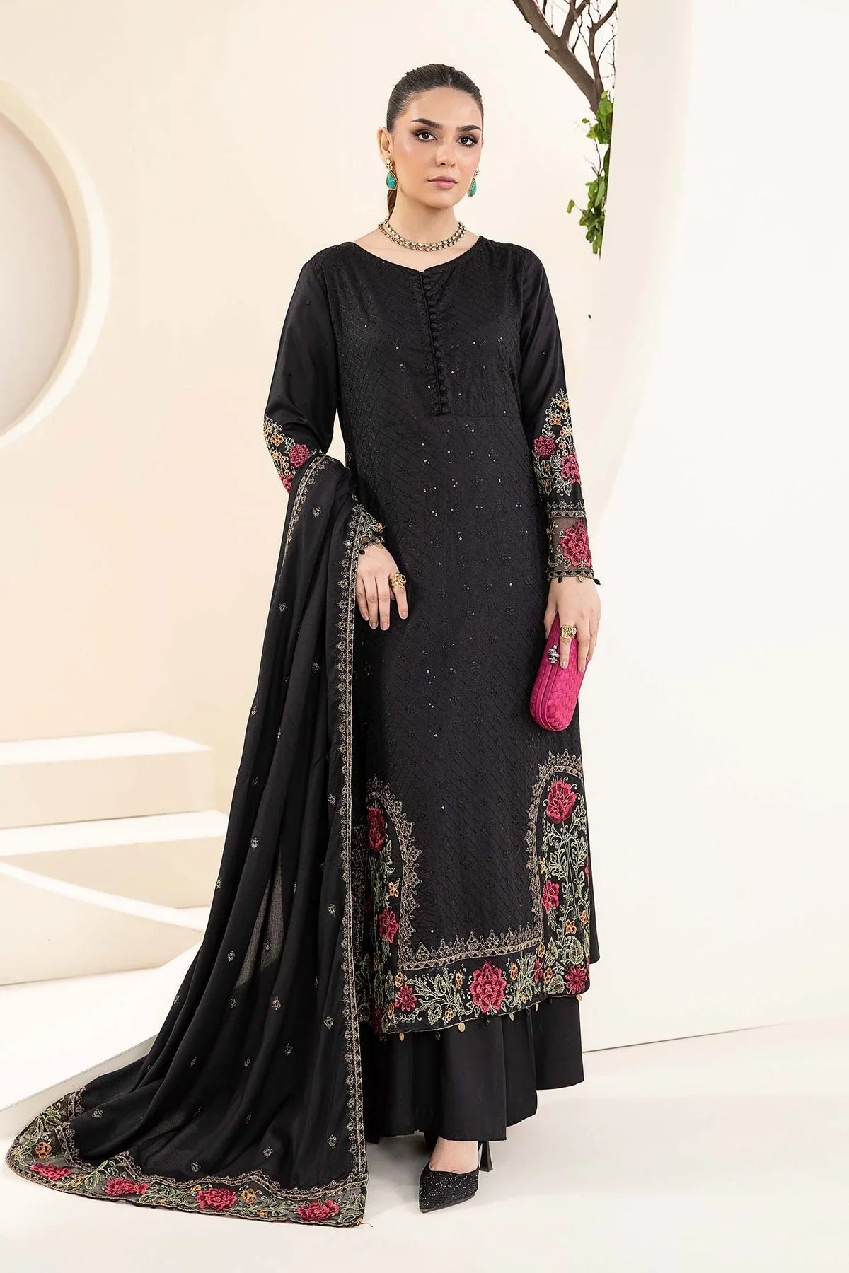 Unstitched Embroidered Lawn 3Pc Suit