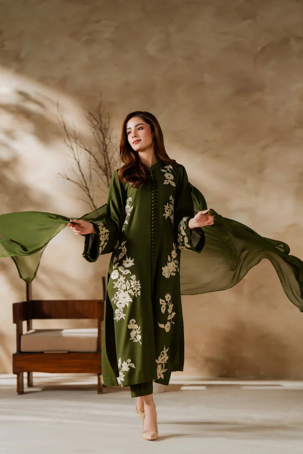 Unstitched Embroidered Lawn 3Pc Suit