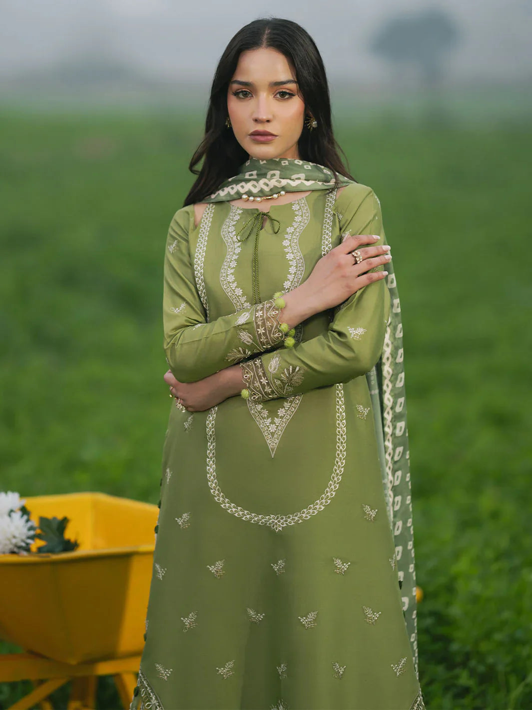 Unstitched Embroidered Lawn 3Pc Suit