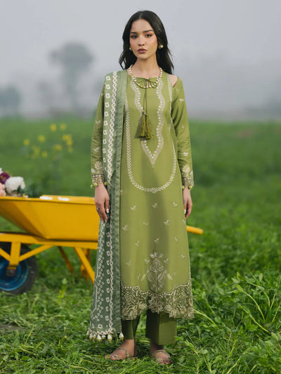 Unstitched Embroidered Lawn 3Pc Suit