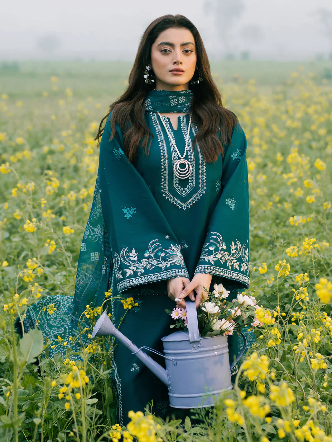 Unstitched Embroidered Lawn 3Pc Suit