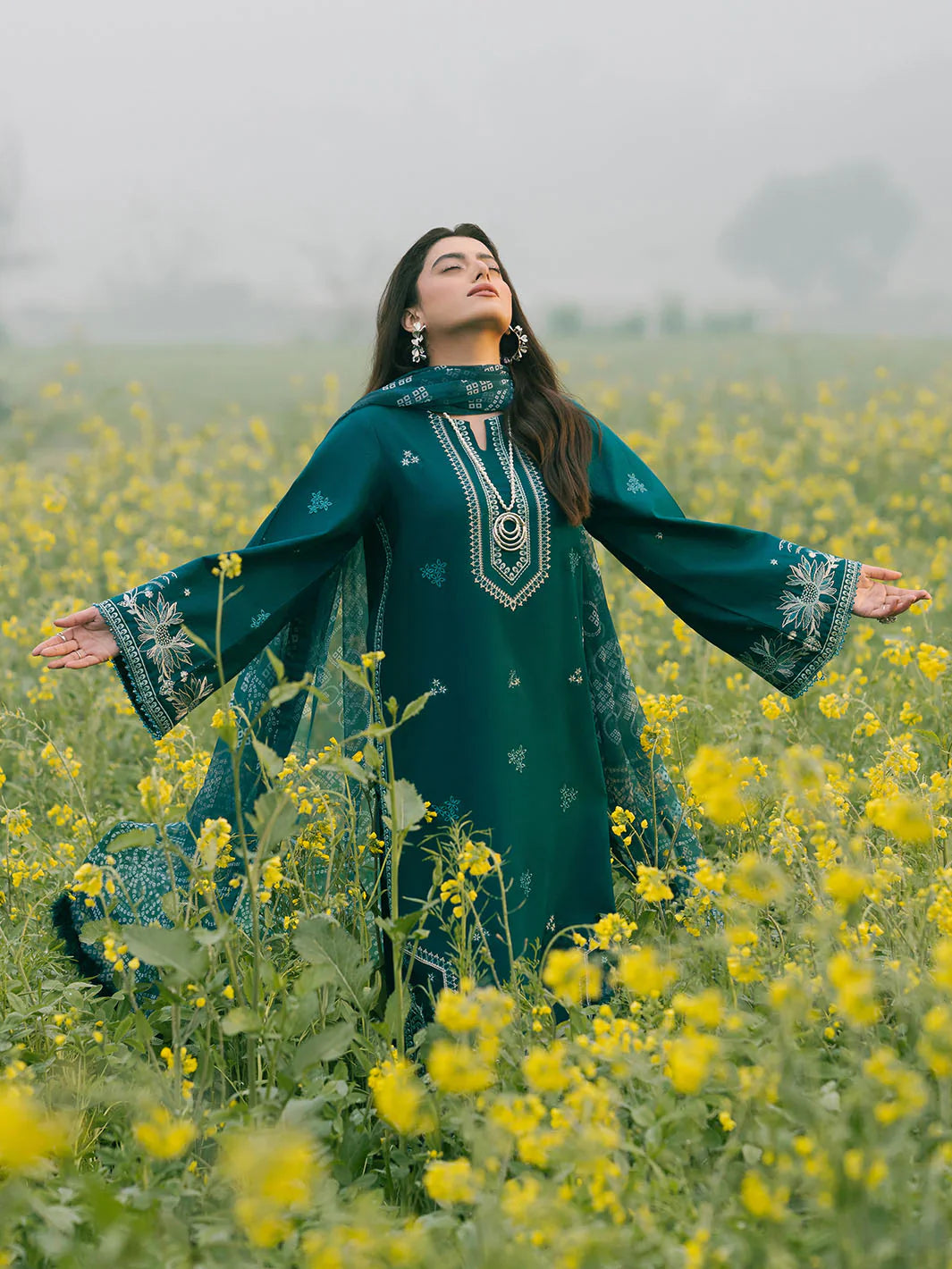Unstitched Embroidered Lawn 3Pc Suit