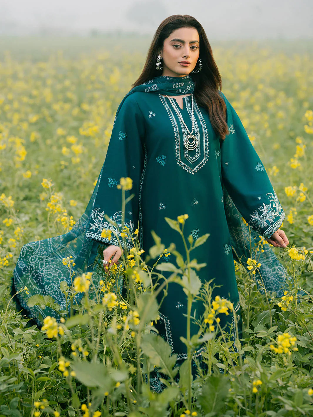 Unstitched Embroidered Lawn 3Pc Suit