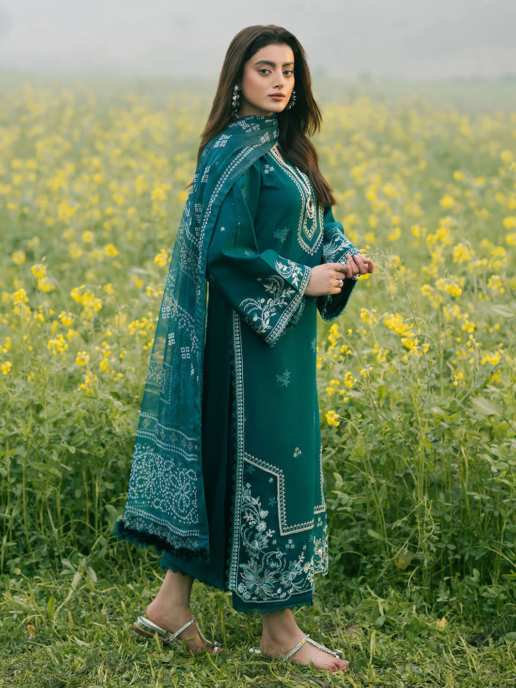 Unstitched Embroidered Lawn 3Pc Suit