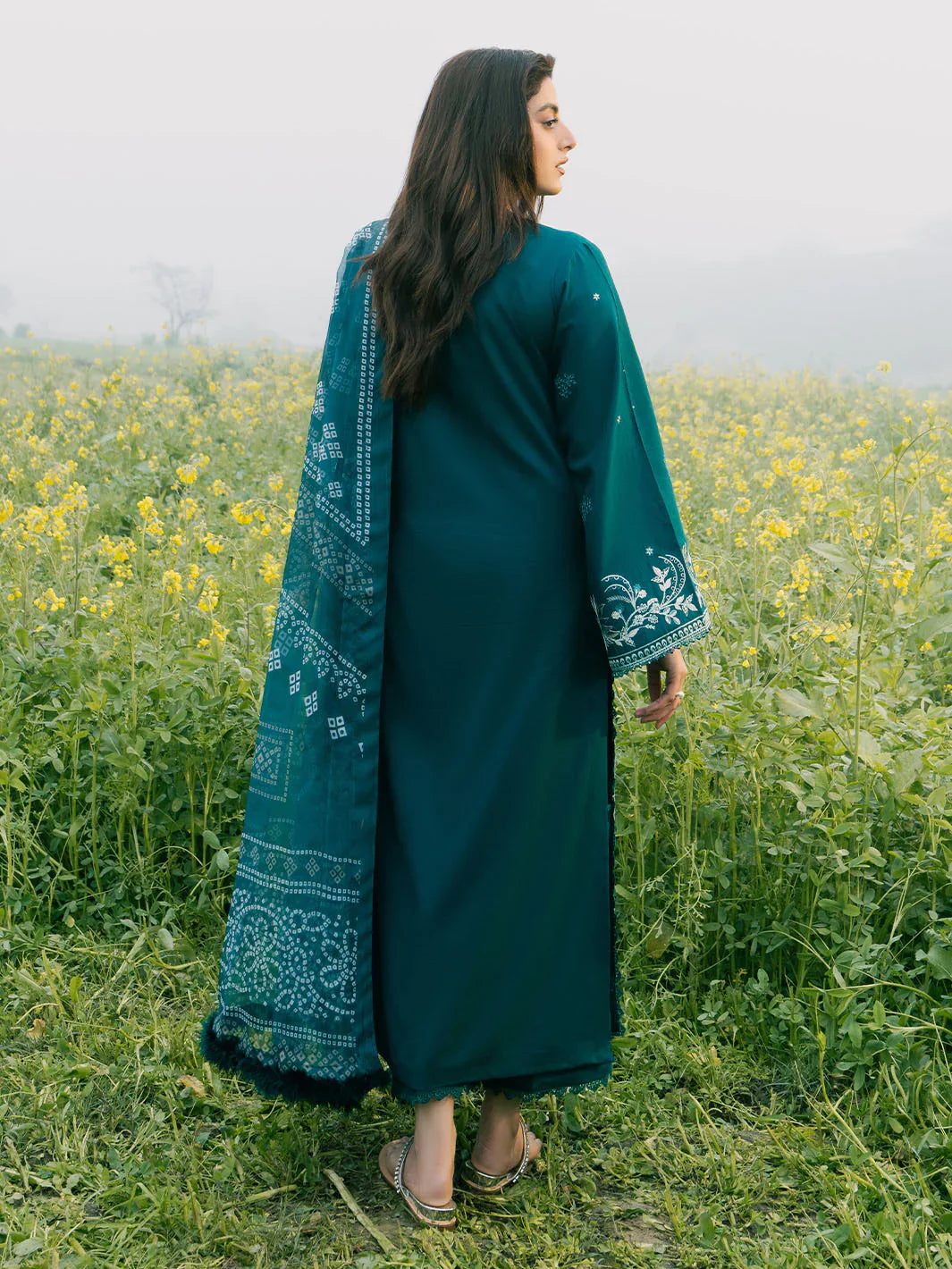 Unstitched Embroidered Lawn 3Pc Suit