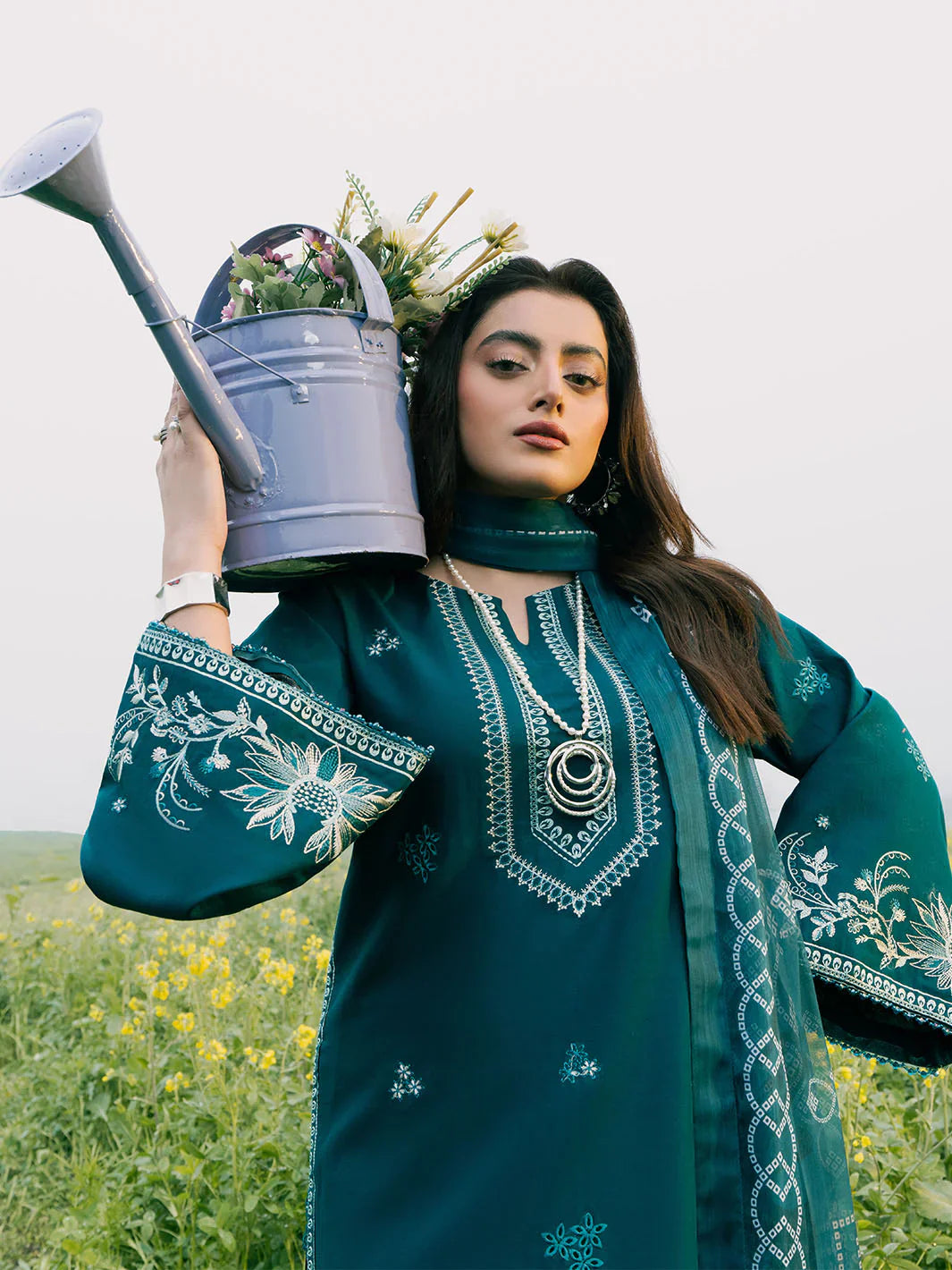 Unstitched Embroidered Lawn 3Pc Suit