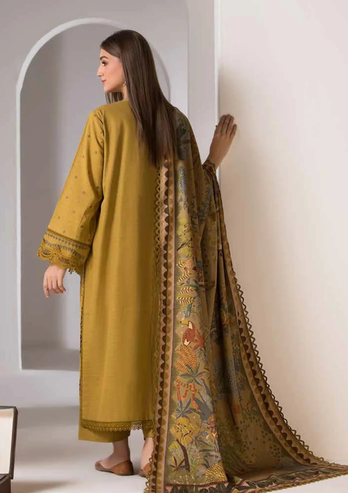 Unstitched Embroidered Lawn 3Pc Suit