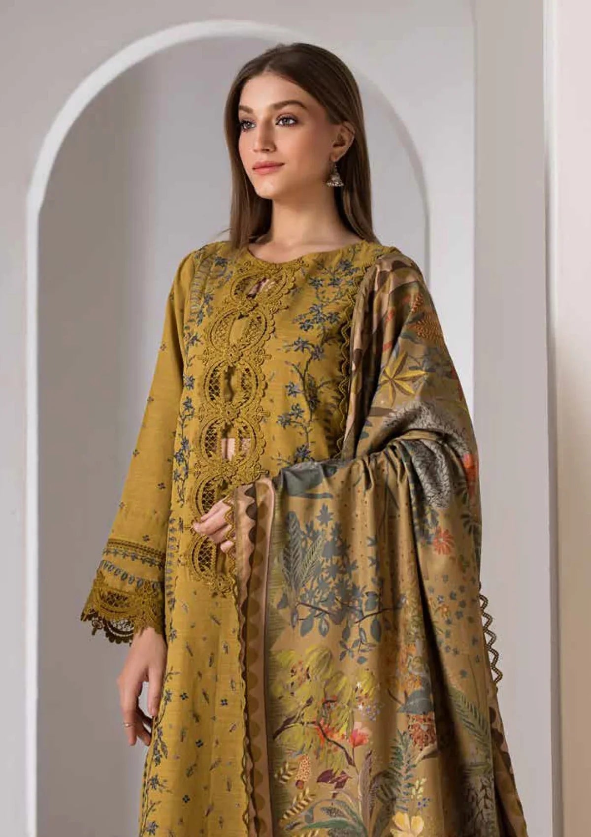 Unstitched Embroidered Lawn 3Pc Suit