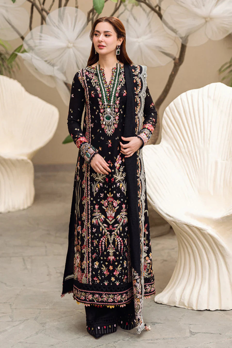 Unstitched Embroidered Lawn 3Pc Suit