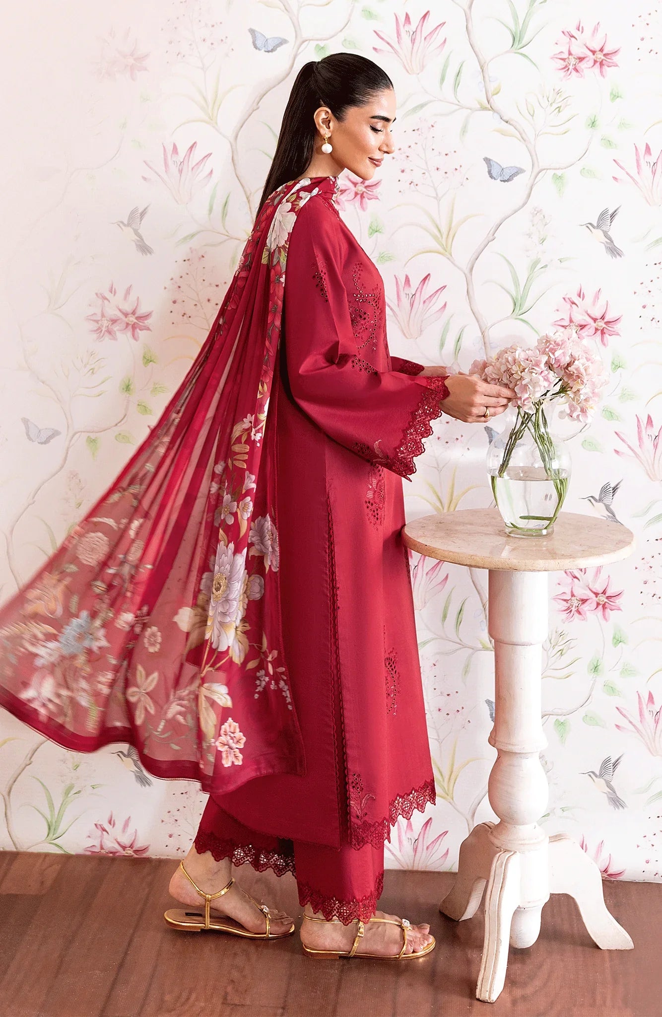 Unstitched Embroidered Lawn 3Pc Suit