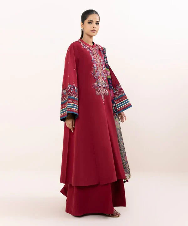Unstitched Embroidered Lawn 3Pc Suit