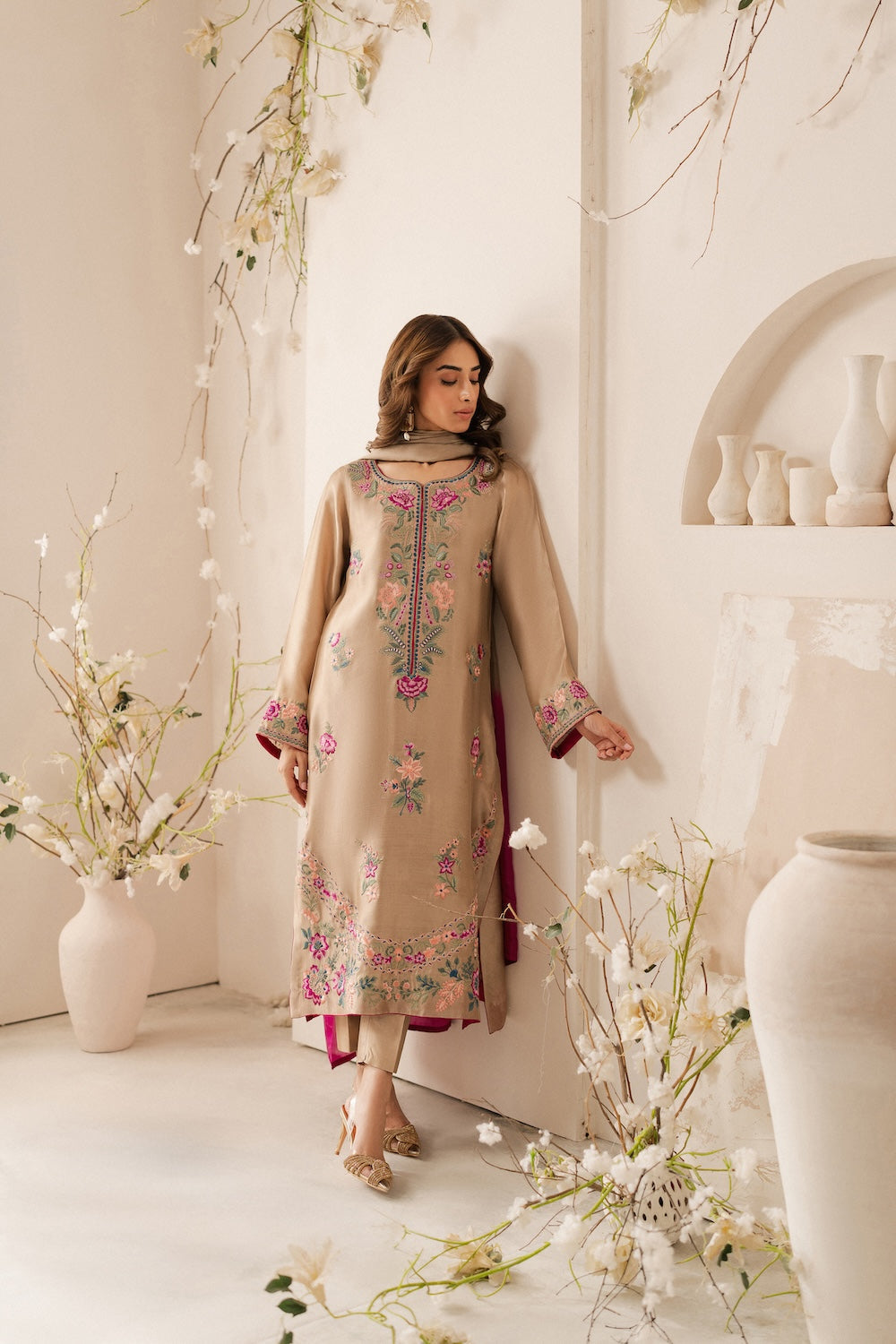 Unstitched Embroidered Lawn 3Pc Suit