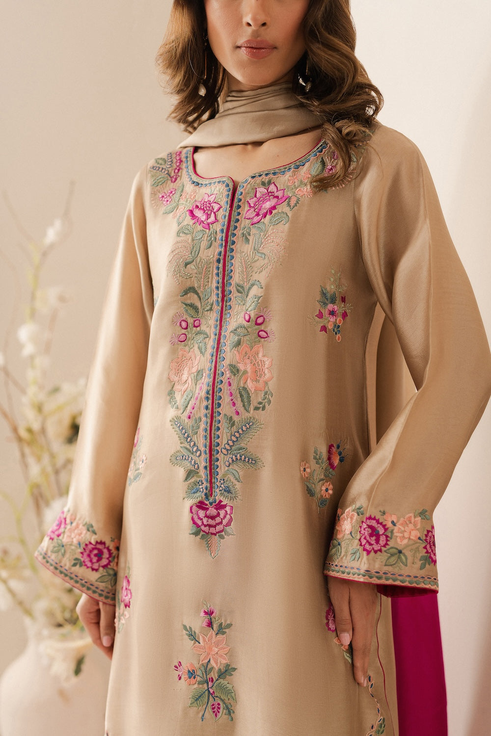 Unstitched Embroidered Lawn 3Pc Suit