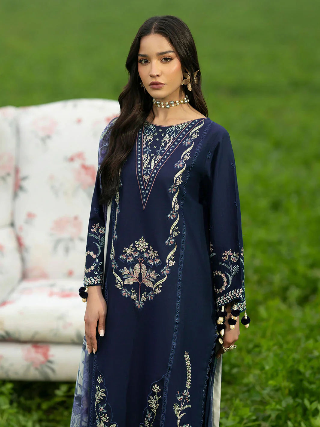 Unstitched Embroidered Lawn 3Pc Suit