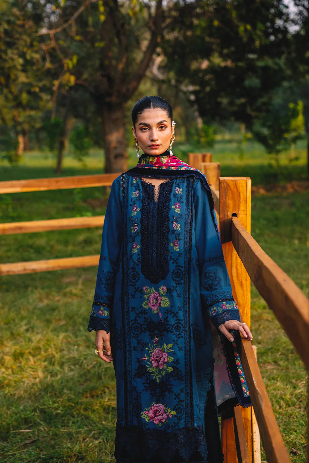 Unstitched Embroidered Lawn 3Pc Suit