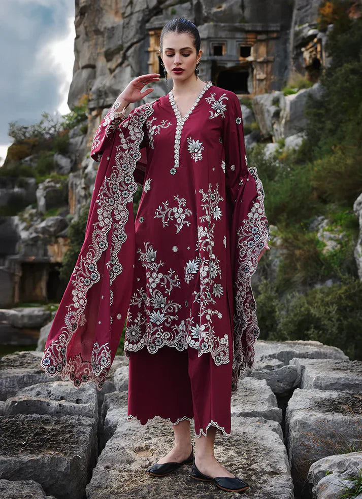 Unstitched Embroidered Lawn 3Pc Suit