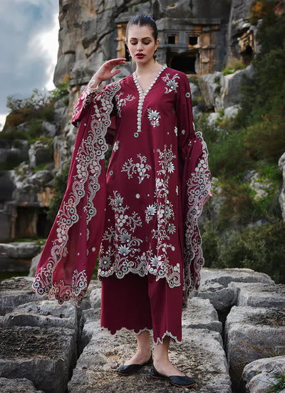 Unstitched Embroidered Lawn 3Pc Suit