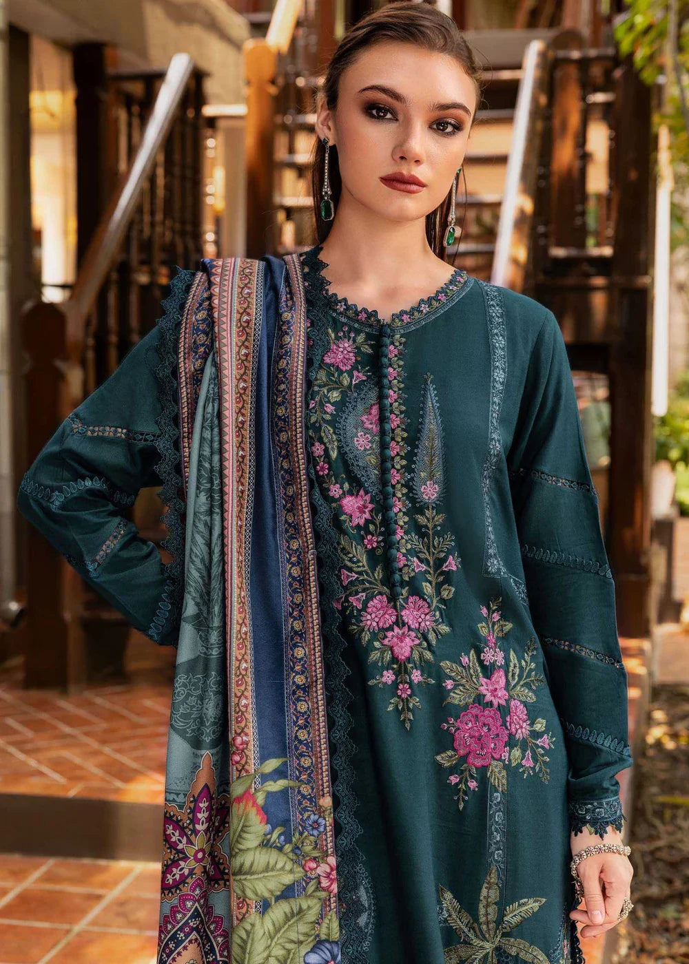 Unstitched Embroidered Lawn 3Pc Suit