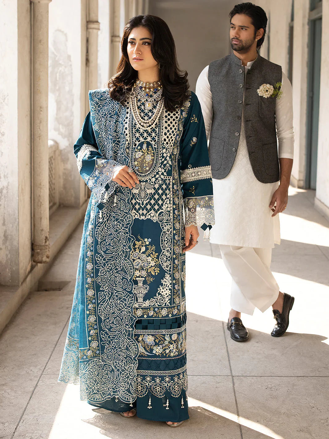 Unstitched Embroidered Lawn 3Pc Suit