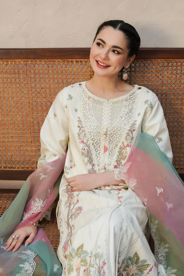 Unstitched Embroidered Lawn 3Pc Suit